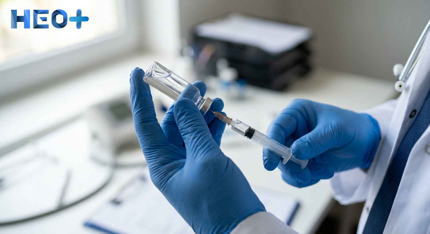 Врач набирает препарат в шприц